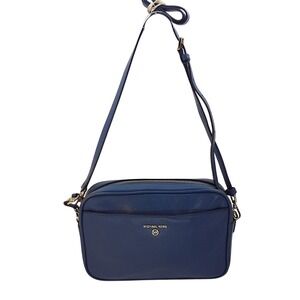 Michael Kors Leather Camera Bag South Pacific Blue Crossbody Purse Wristlet‎